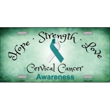 Cervical Cancer Ribbon Metal License Plate